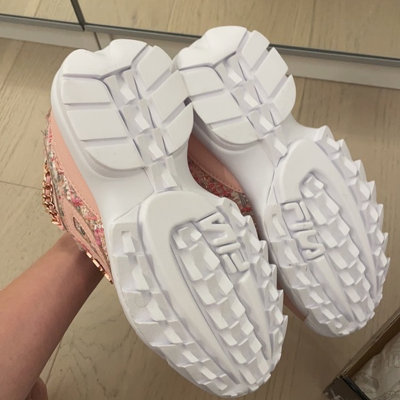 Fila Disruptor II Pink Tweed Platform Sneakers - Picture 6 of 7